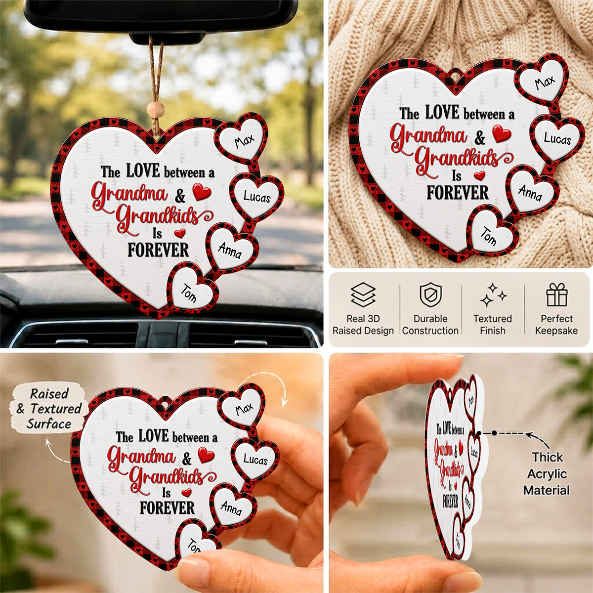 Grandchilds Make My Heart - Real 3D Raised Ornament