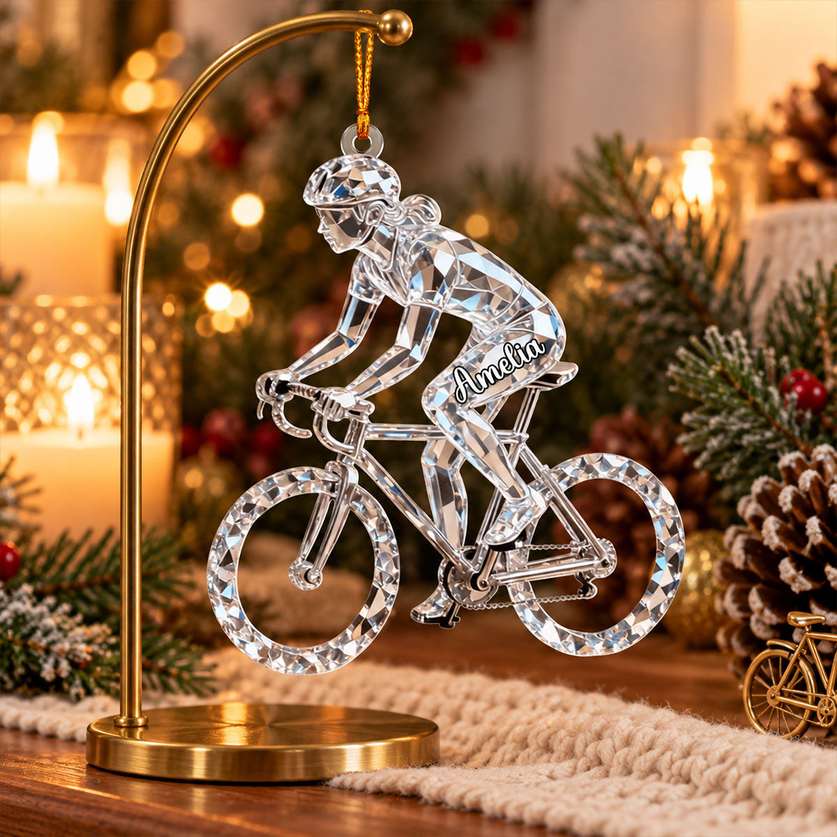 Personalized Bicycle Christmas Ornament - Custom 3D Ornament Keepsake Gift for Cycling Enthusiasts and Cyclists