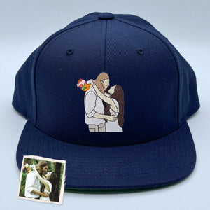 Custom Embroidered Couple Portrait Classic Cap from Photo