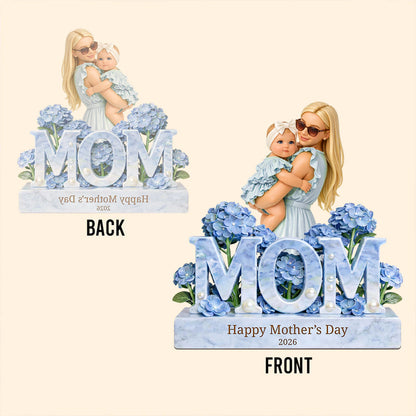 Floral Mom Keepsake with Photo - Personalized Mother Custom Shaped Acrylic Plaque
