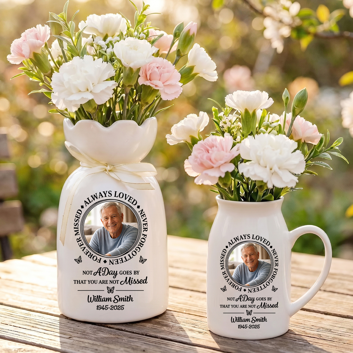 Always Loved Personalized Custom Ribbon Tie Flower Vase