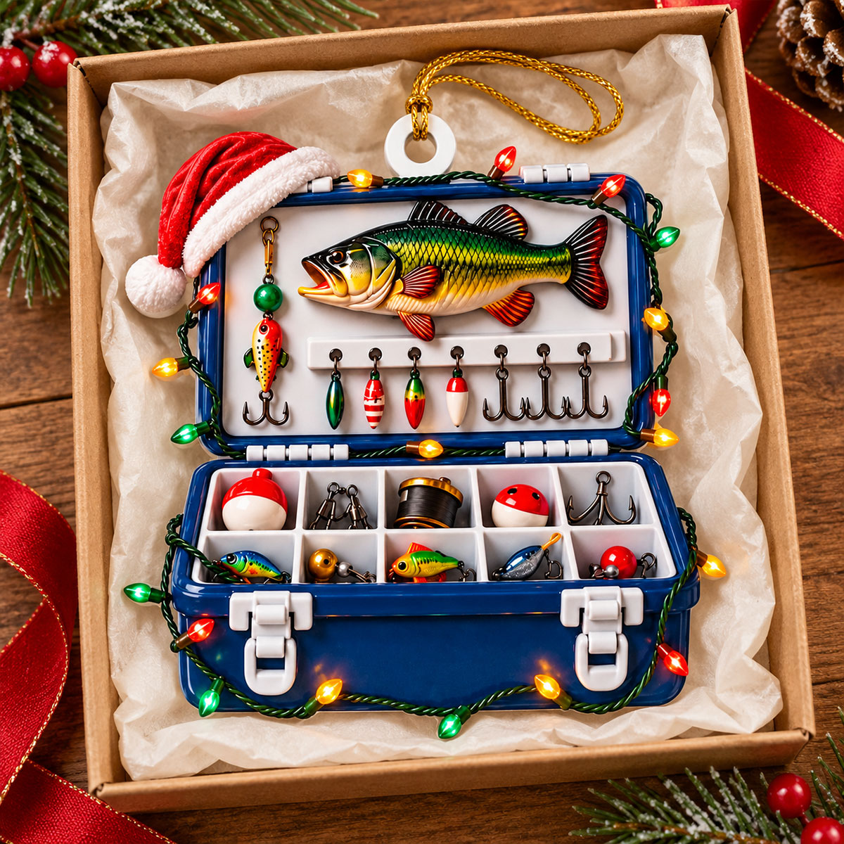 Fishing Tackle Box 3D Ornament For Fisherman, Dad Fishing Man Gifts - Personalized Ornament