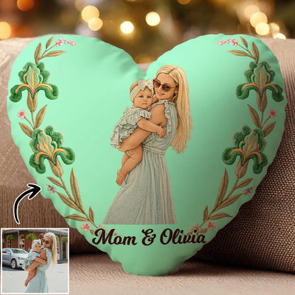 Best Mom Ever - Personalized Heart Floral Pillow