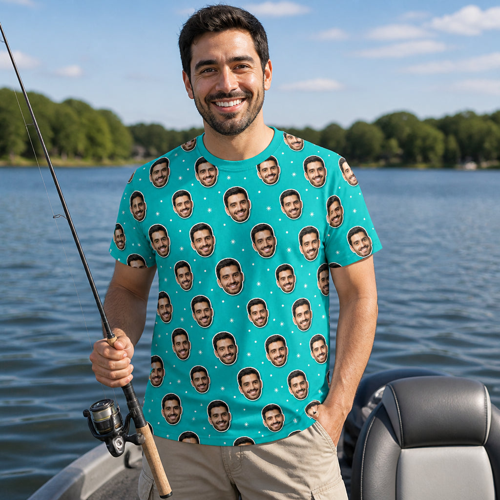 Custom Face Pattern AOP Tee - Lifestyle 1
