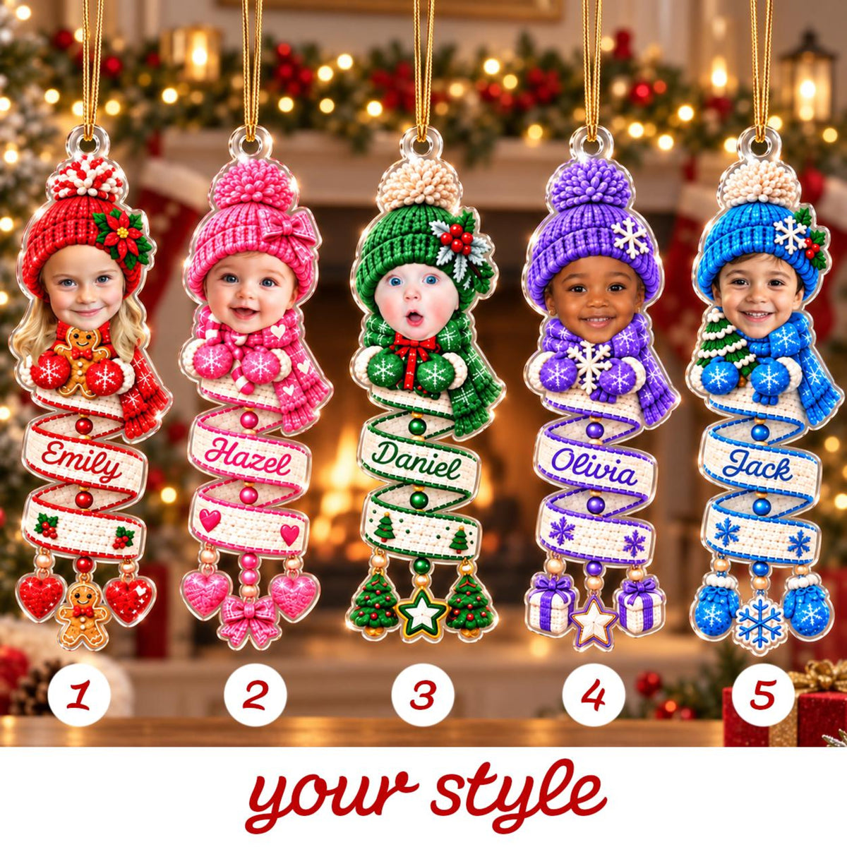 Personalized Baby Face Photo Spiral Ornament, Custom Name Snowman Acrylic Ornament, 2D Flat Faux Spiral Christmas Tree Decor, Christmas Gift 5a293617-5e4b-4297-8254-e1a57acd2c92-2.jpg