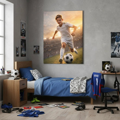 Custom Soccer Player Portrait from Photo Personalized Poster Canvas For Kids