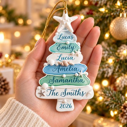 Custom Up To 15 Names Sea Glass Tree 2026 3D Relief Acrylic Ornament, Beach Family Christmas Decor, Coastal Keepsake, Grandkids Gift 5a949db6-8e07-4714-884f-5e1a4d938446-4.png