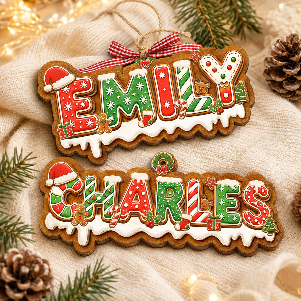 Personalized Gingerbread Christmas Letter 2-Layered Wooden Ornament: Custom Alphabet Kids Name Ornament, New Kids Gift, Christmas Tree Decor 5acd24c3-b849-4bde-86b7-227d183dd113-1.jpg