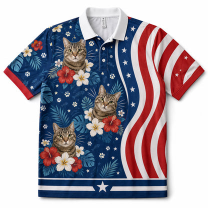Custom Photo Cat Tropical American Hawaiian Shirt - Hero