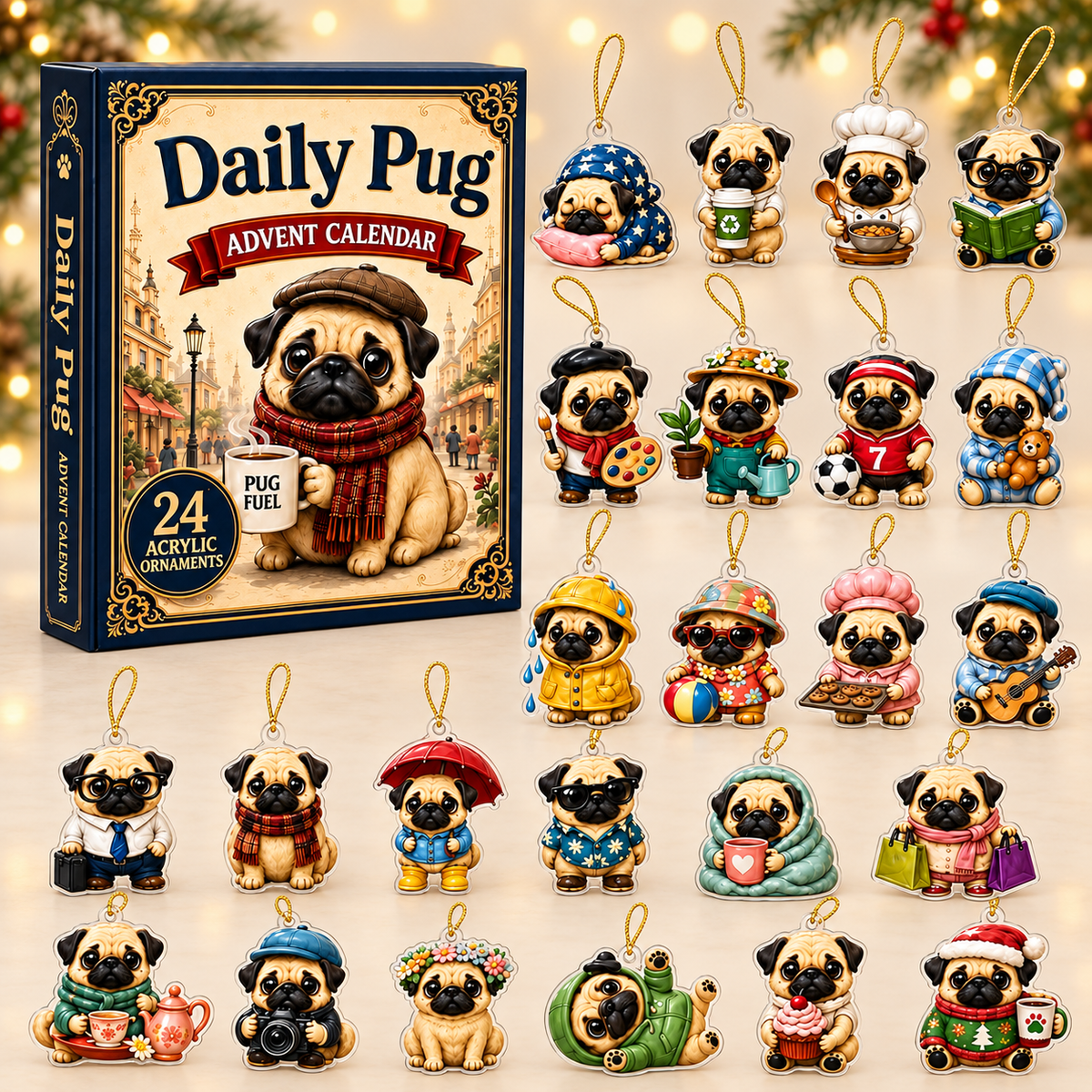 Daily Pug Advent Calendar 2026 - 24-Day Festive Countdown, Acrylic Charms Blind Box - Gift For Dog Lovers 5b04b006-02c4-43b7-a883-9c22589c11c7-pug-box-charms.png