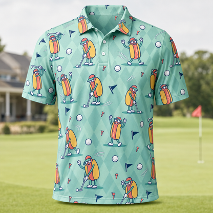 Hot Dog Golfer Repeat AOP Polo - Polo shirt - All over printed 5b0af651-b65b-4421-a18f-3edf8f7f237a.png