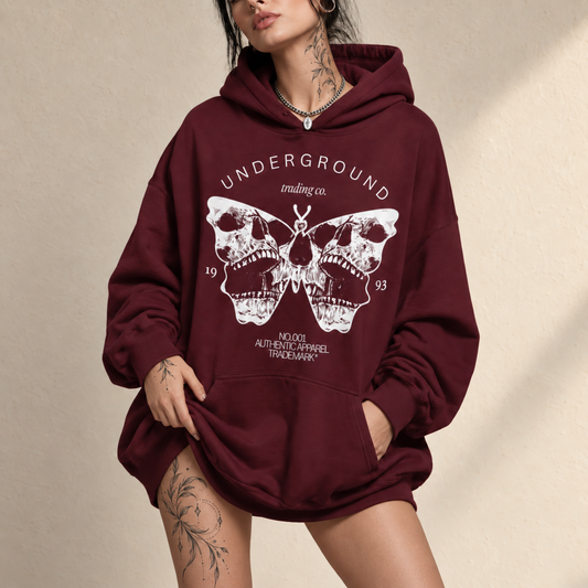 Underground Skull Butterfly Hoodie, Gothic Y2K Streetwear Sweatshirt, Graphic Skeleton Hooded Sweater, Unisex Hoodie 5b3521d5-7023-4cc5-8ec6-1c866f032ae4-Hoodie-burgundy-v-i-h-nh-x-m-t-i-gi-n.png