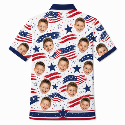 Custom Kid Photo Patriotic Shirt - Back view