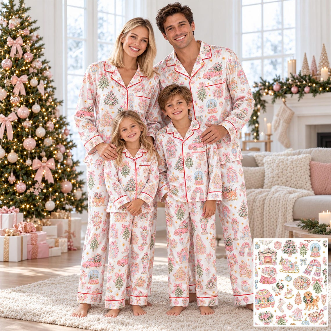 Matching Family Christmas Pajamas, Fancy Pink Grandmillennial Xmas PJs, 5bd04953-f39c-4c95-bbee-53019fde1b41-t-i-xu-ng-80-.png