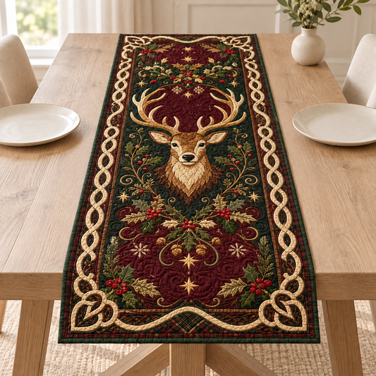 Quilted Stag Deer Christmas Table Runner, Rustic Woodland Holiday Table Decor, Cozy Winter Dining Accent 5c1973b9-42f1-4362-b5df-07e651d4a1de-Golden-Stag-Holiday-Table-Runner-1.png