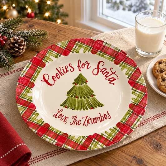 Personalized Cookies for Santa Ceramic Plate, Custom Family Name Christmas Tree Plate, Red & Green Plaid Christmas Eve Decor, Family Christmas Gift 5c38d5f2-9011-4947-87e7-a5649244ffd7-banner-1.png
