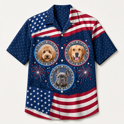 Patriotic Paws Photo Hawaiian Shirt - Hero