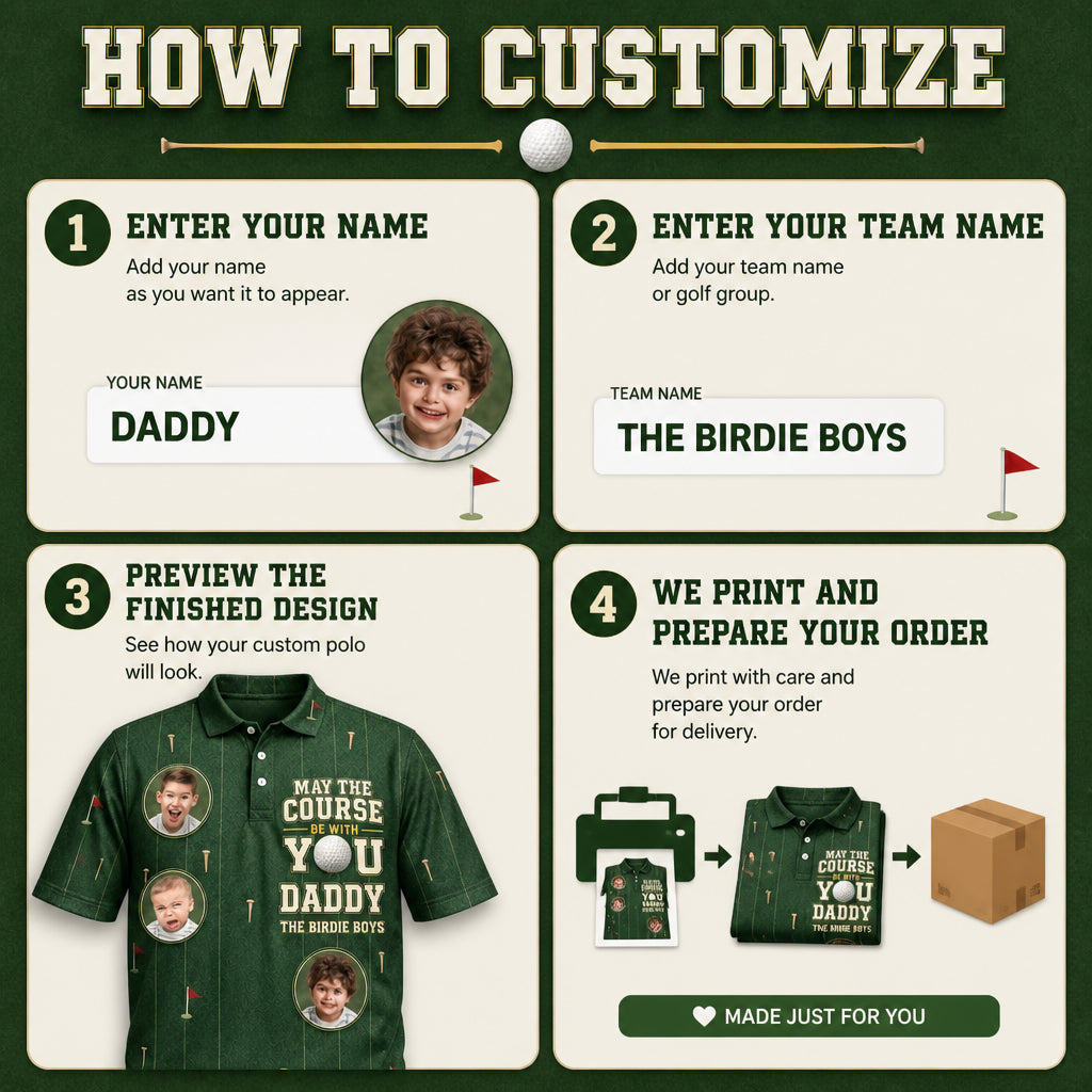 Golf Dad Photo Polo – May The Course Be With You - How to customize