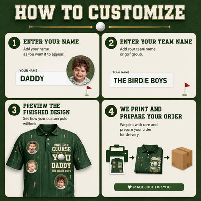 Golf Dad Photo Polo – May The Course Be With You - How to customize