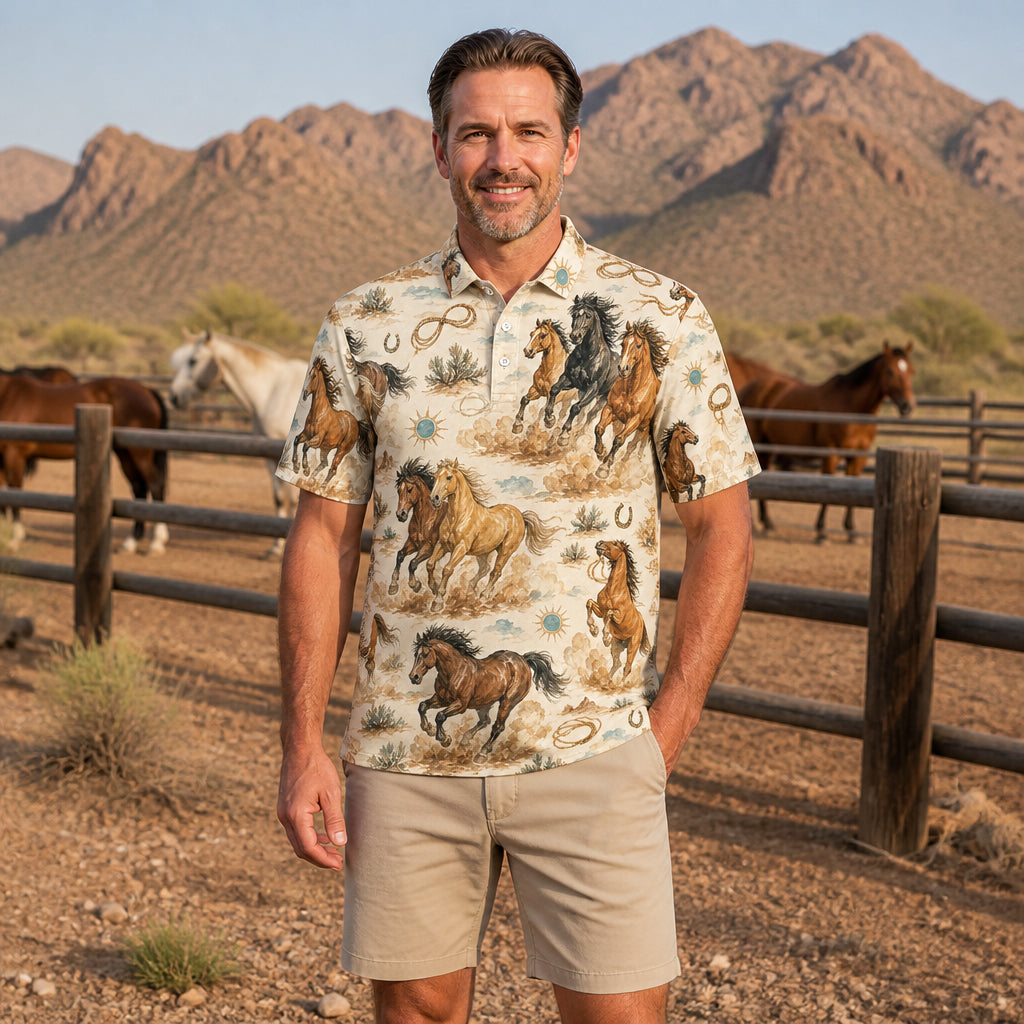 Wild Horses Desert Pattern AOP Polo - Polo shirt - All over printed 5e2e7c61-78b5-4876-83cc-d3bb8b66cbe2.jpg