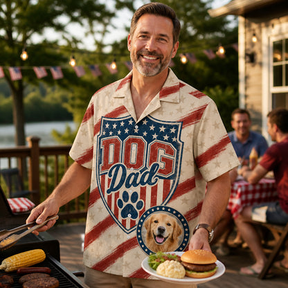 Patriotic Dog Dad Hawaiian Shirt – Custom Pet Photo - Lifestyle 2