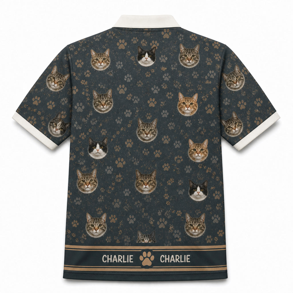 Custom Cat Photo Polo - Back view