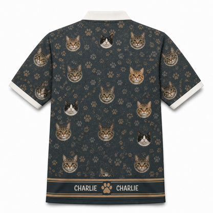 Custom Cat Photo Polo - Back view