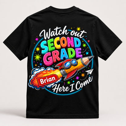 Watch Out Second Grade – Here I Come Kids Name Tee - Personalized T-Shirt - All over printed 5f1b37a7-c936-476d-a8df-6ad9dbb73fce.jpg