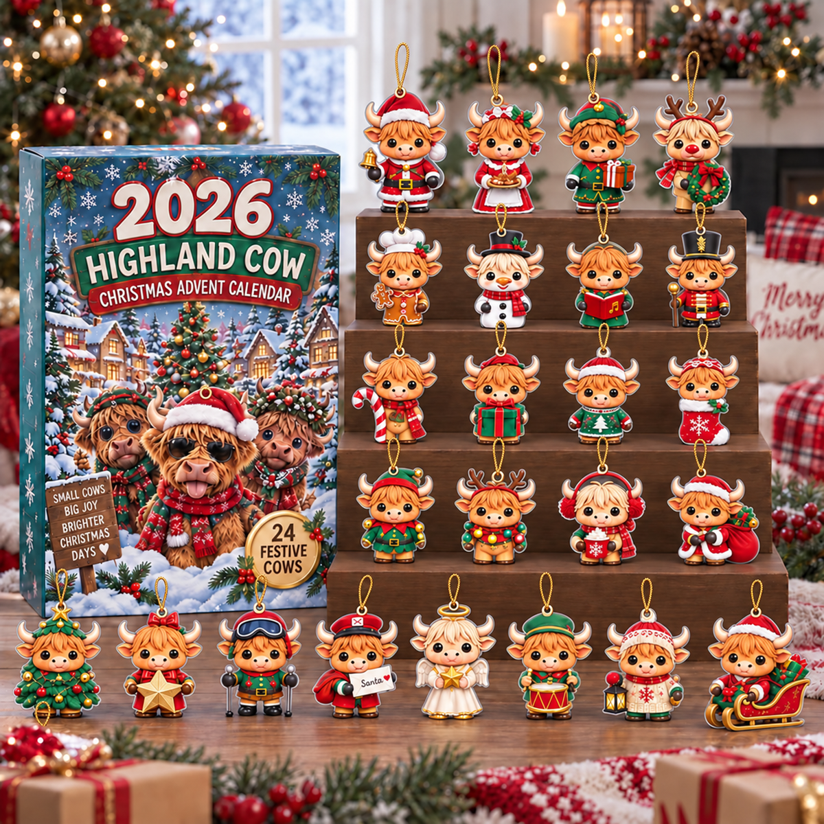 Highland Cow Advent Calendar 2026, 24 Flat Acrylic Christmas Charms 608ce5fc-2b8c-4f38-baba-12eeecf2768e-3.png