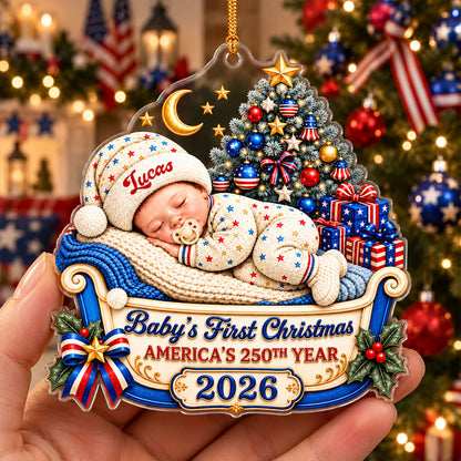 Christmas Dream Baby First Christmas 250th Ornament - Personalized Acrylic Ornament 613a2694-9b09-40a5-9632-b9ff5c6317e1-2.jpg