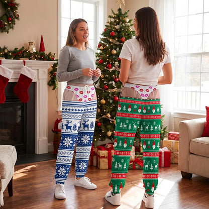 Funny Christmas Sweatpants for Women – Reindeer Fair Isle Print with Thong Illusion 61484411-6a65-4eb9-990e-5074e05624b5-1.webp