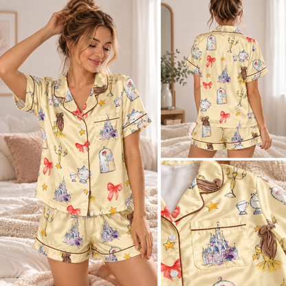 Belle Princess Coquette Pajama Set for Women, Short Sleeve Satin Sleepwear, Beauty and the Beast Inspired Pajamas, Princess Gift for Her 6175e446-02ae-4d97-a1ff-c3db68f00364-mocc.png