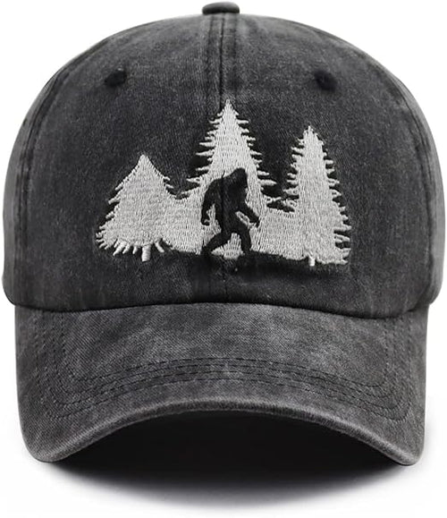 Bigfoot Hats for Men Women, Funny Adjustable Cotton Embroidered Sasquatch Baseball Cap