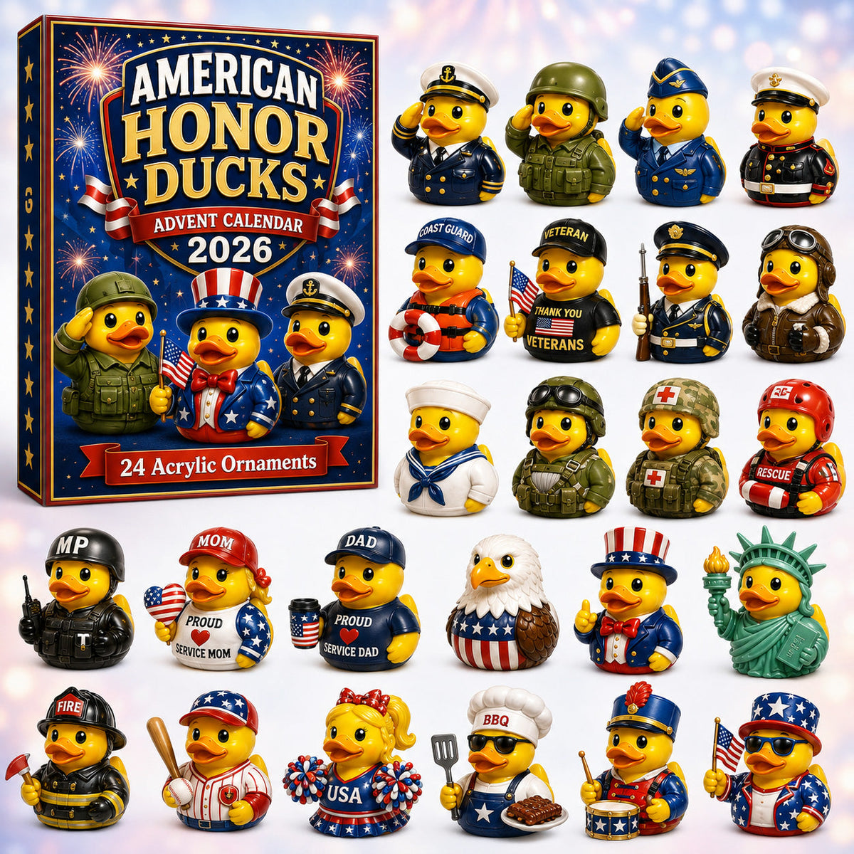 American Honor Rubber Duck Advent Calendar 2026 - 24-Day Festive Countdown, Acrylic Charms Blind Box - Gift For Family & Friends 61e27eb5-e004-4709-8e1c-514386deb0b3-ducks.jpg