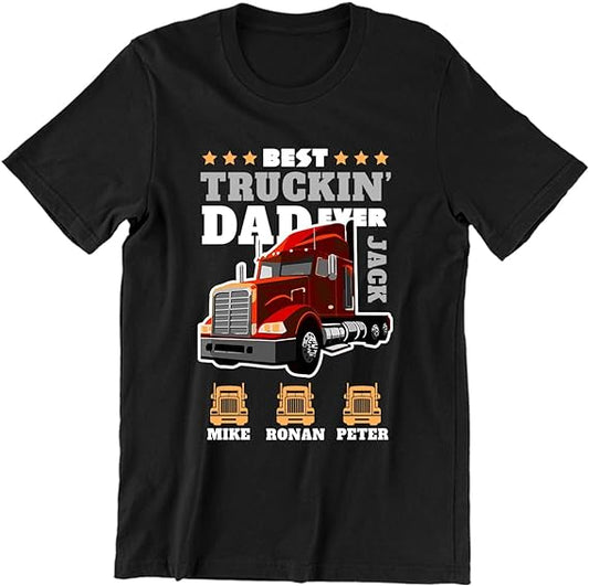Personalized Best Truckin Dad Ever Shirt Customized Dad's Name and Kid's Name Truckers Truck Driver Shirts for Truck Drivers Dad Grandpa, Father's Day Gift 61v9StDsyBL._AC_SX569.jpg