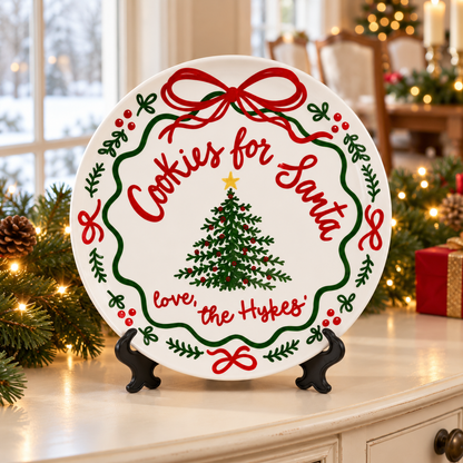 Custom Cookies For Santa Plate, Christmas Tradition, Ribbon & Holly, Housewarming Family Christmas Gift 62af1995-62bd-4849-a47d-b7b4d24fa725-2.png