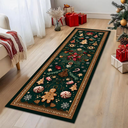 Gingerbread Christmas Runner Rug, Holiday Cookie Pattern Floor Decor, Festive Green Carpet for Kitchen, Hallway or Entryway 632cbcb0-fd3b-41c3-b919-6669ada3992e-2.jpg