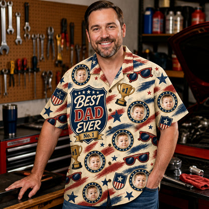 Best Dad Ever Face Medallion Hawaiian Shirt - Lifestyle 1