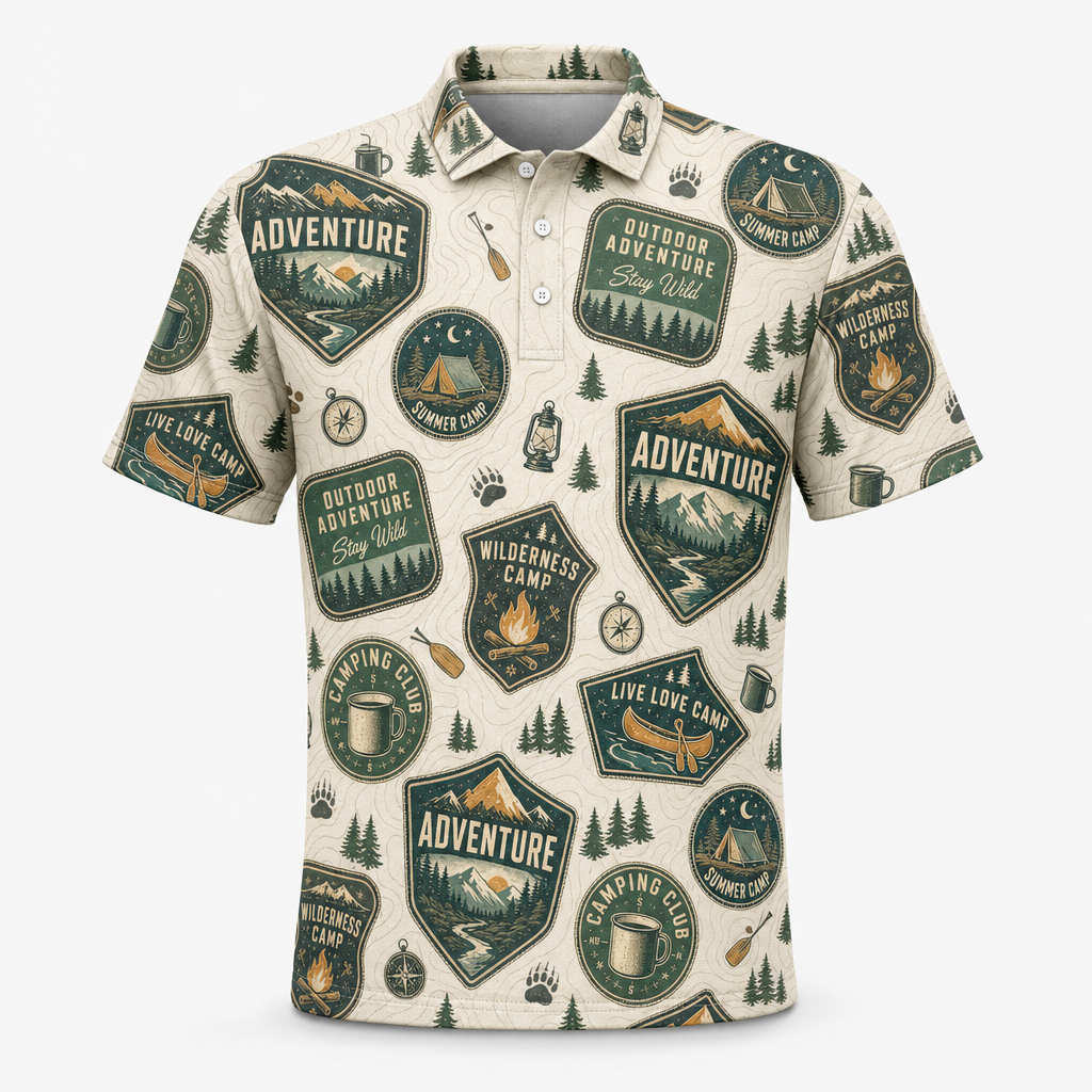 Retro Camp Badges AOP Polo - Polo shirt - All over printed 646a828b-23a1-4fca-a26d-caa95e6792bc.png
