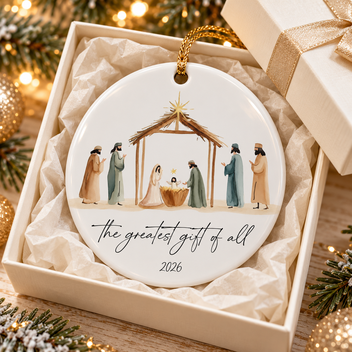 Nativity Christmas Ornament - The Greatest Gift of All Ornament - Christian Ornament Christmas Gift 6511b81c-45da-46c4-9d8f-7c97be58f6e2-2.png