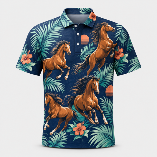 Galloping Horses Tropical AOP Polo - Polo shirt - All over printed 653f413a-e5c0-4e70-afe0-b08096262cc5.png