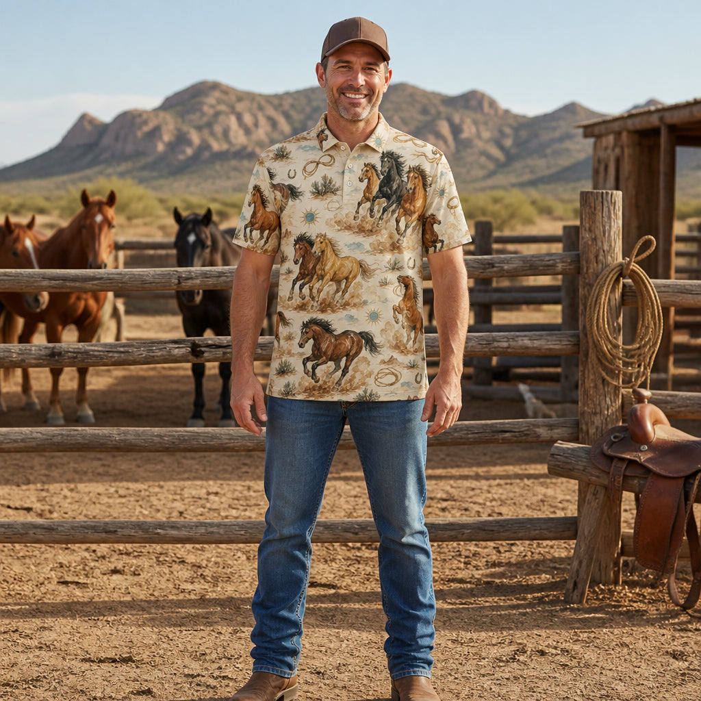 Wild Horses Desert Pattern AOP Polo - Polo shirt - All over printed 65bfa663-42ef-4865-96ea-b81a6ae1ad31.jpg