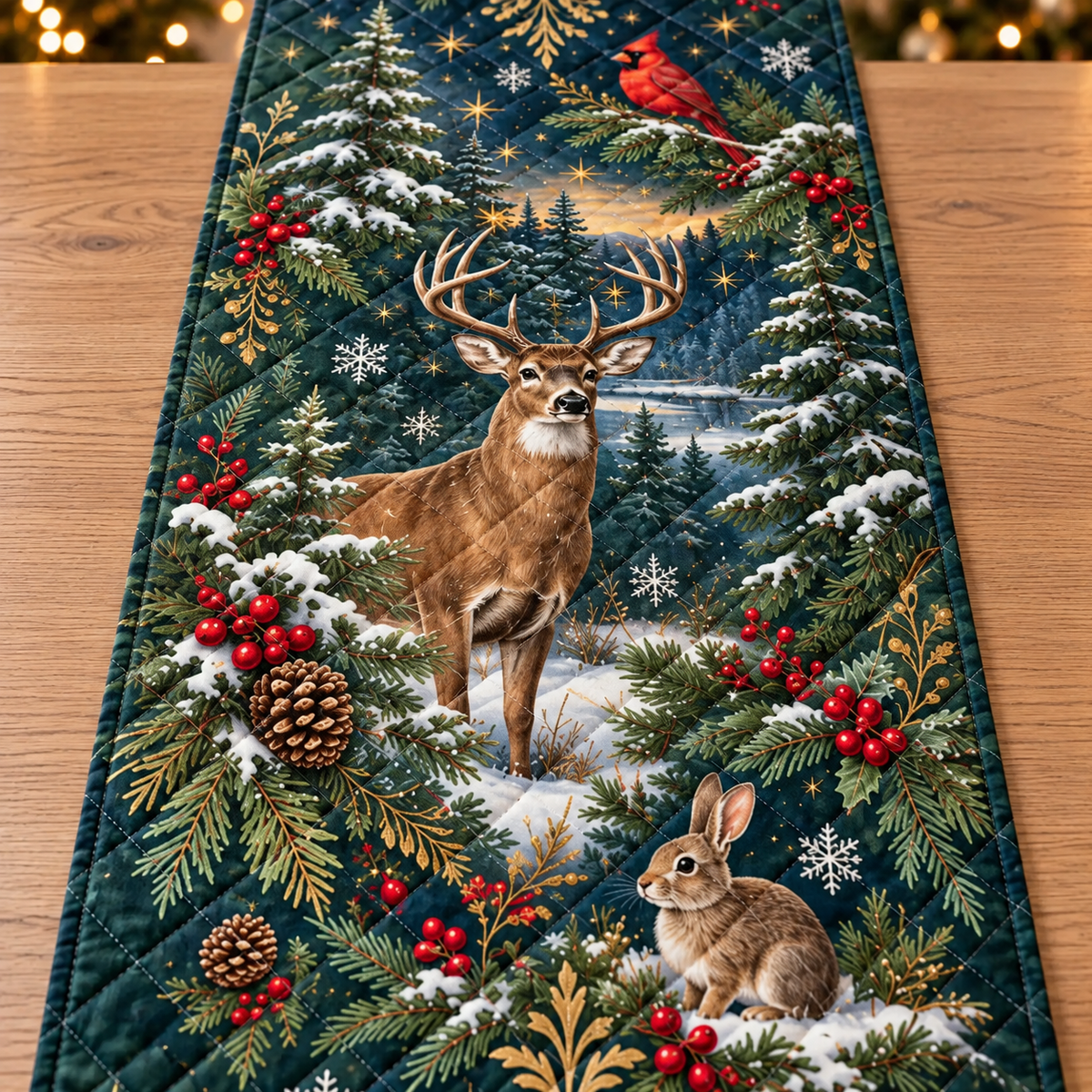 Quilted Woodland Christmas Table Runner, Deer, Cardinal & Rabbit Holiday Design, Rustic Winter Dining Table Decor 664c5736-175f-4375-b38e-1528ffc0c7f3-Kh-n-tr-i-b-n-Noel-h-u-v-th-4.png