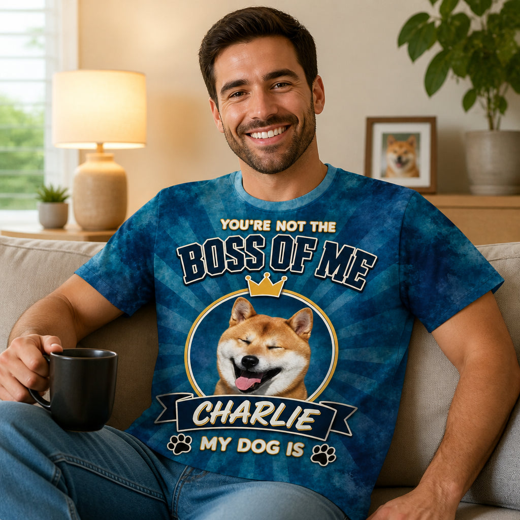 Boss Of Me Pet Photo AOP Tee - Lifestyle 2