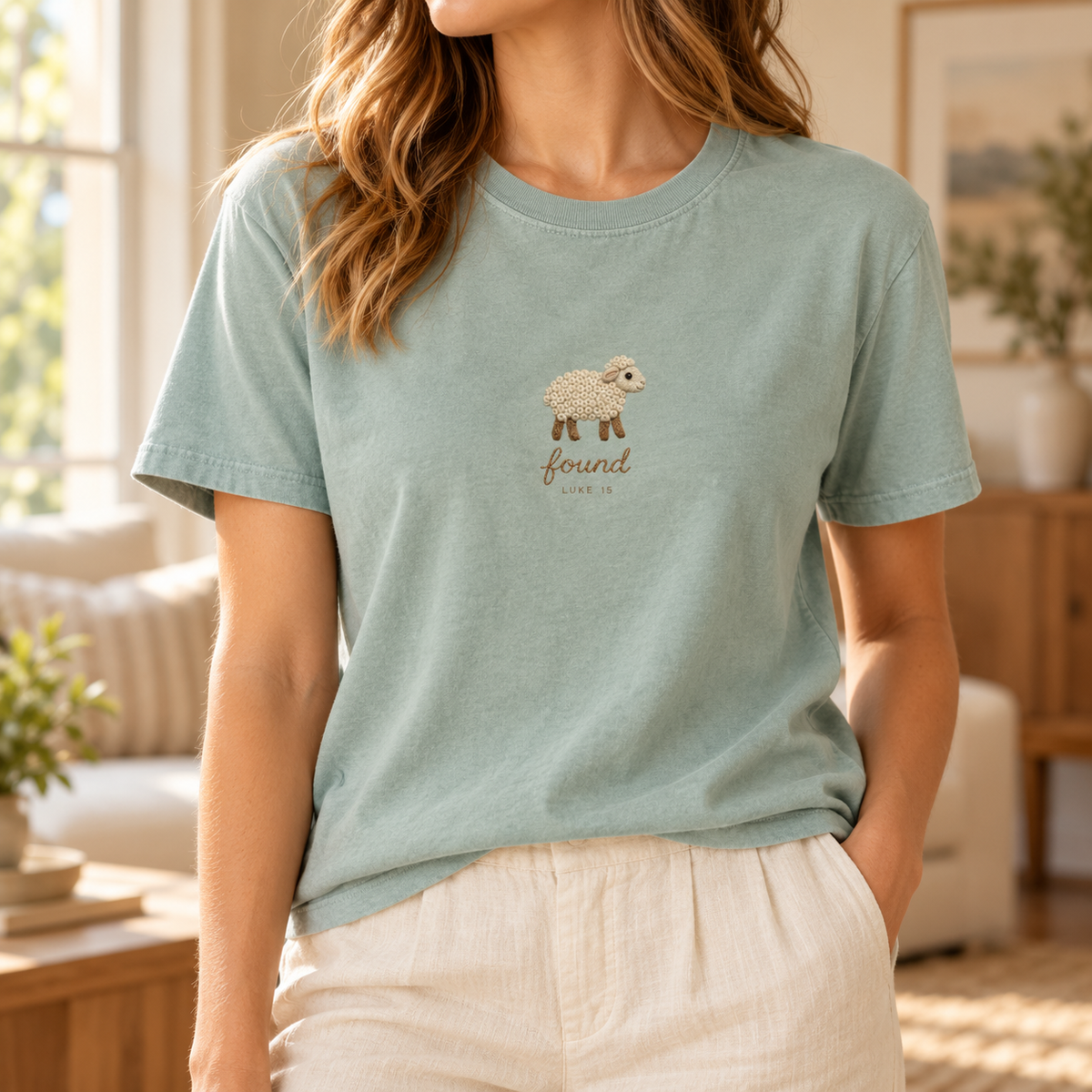 Lost Sheep Shirt Women, Minimalist Found Lamb Luke 15 Christian Tee, Faux Embroidered Keepsake, Dainty Baptism Gift For Hers 675ba511-cd5d-4a78-a9ab-53e6f638876c--o-thun-xanh-sage-b-n-c-a-s-.png