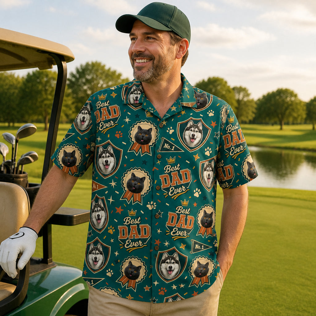 Best Dad Ever Pet Photo Hawaiian Shirt - Lifestyle 1