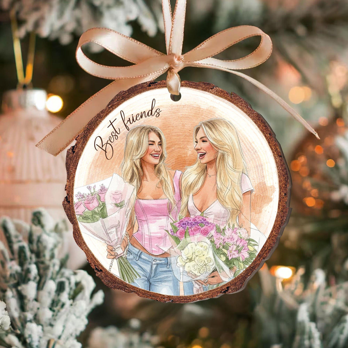 Personalized Friends Portrait From Photo Ornament: Besties Ornament, Best Friend Christmas Gift 67d67eb2-3480-44bd-94da-161020546623-4.jpg
