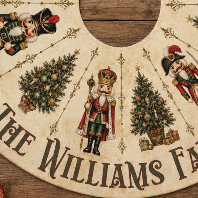 Nutcracker Christmas Tree Skirt, Personalized Family Name, Victorian Christmas Decor, Custom Holiday Keepsake, Family Gift 681557f9-091e-4494-9bc6-cc15e4e86345-j1.jpg