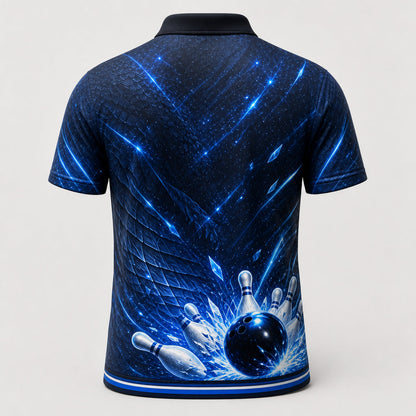 Personalized Electric Dragon Bowling Polo Shirt – Custom Name, All-Over Print