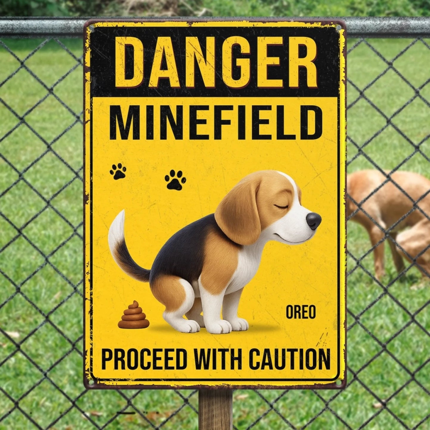 Danger Minefield - Personalized Metal Sign For Dog Lovers